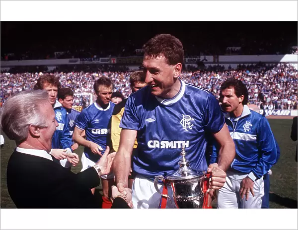 Terry Butcher shakes hands with David Holmes April 1987 In background David Holmes