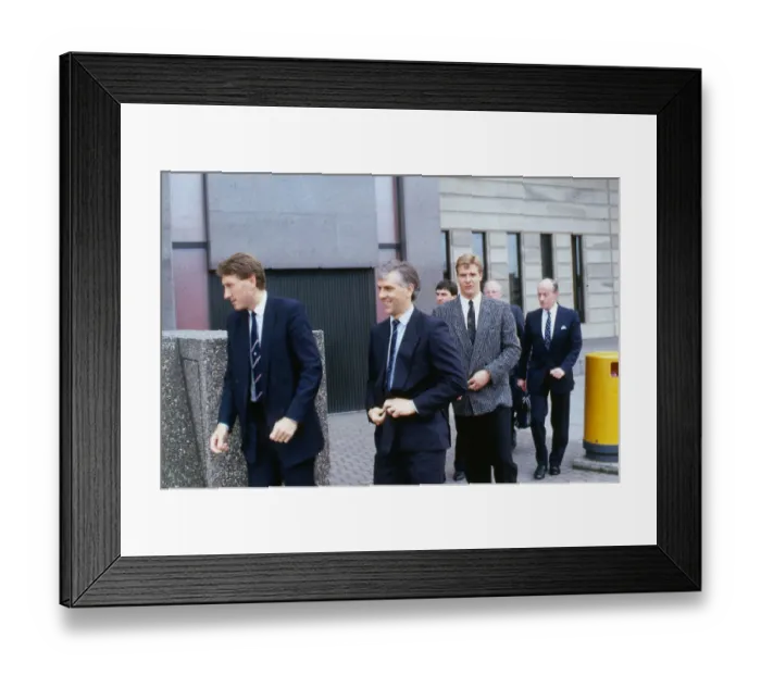 Framed Print : Rangers players 1988 arriving at court Graham Roberts Terry Butcher Chris Woods breach of Framed Print : Rangers players 1988 arriving at court Graham Roberts Terry Butcher Chris Woods breach of