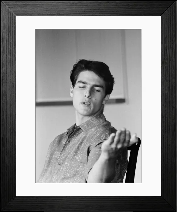 Framed Print : American actor Tom Cruise answers questions during an interview in his hotel suite on a