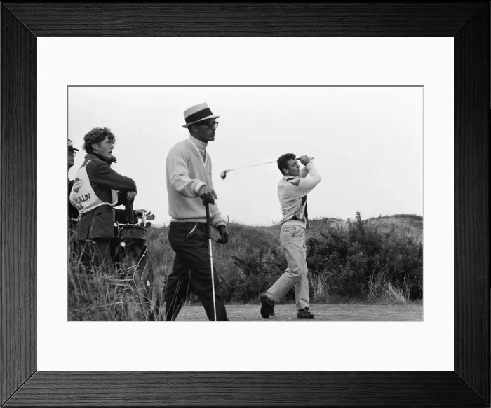 Framed Print : Carling World Golf Championships at Birkdale. Irish golfer Tony Jacklin drives off Framed Print : Carling World Golf Championships at Birkdale. Irish golfer Tony Jacklin drives off
