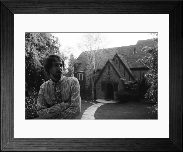 Framed Print : John Phillips of The Mamas and the Papas, pictured in front of his Bel Air Mansion in Framed Print : John Phillips of The Mamas and the Papas, pictured in front of his Bel Air Mansion in