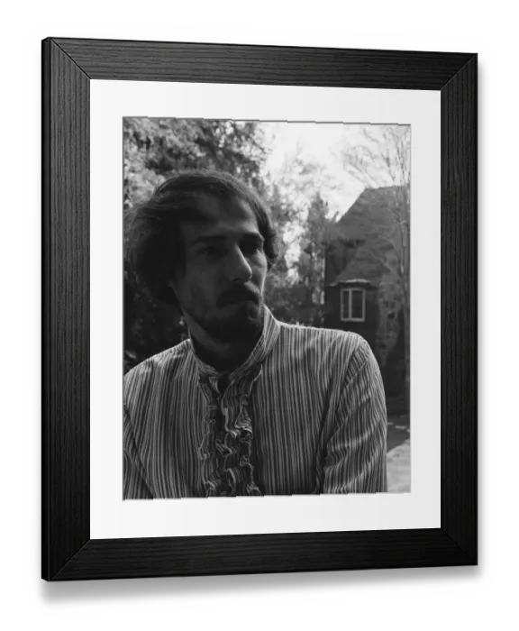 Framed Print : John Phillips of The Mamas and the Papas, pictured in front of his Bel Air Mansion in Framed Print : John Phillips of The Mamas and the Papas, pictured in front of his Bel Air Mansion in