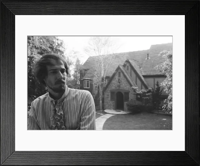 Framed Print : John Phillips of The Mamas and the Papas, pictured in front of his Bel Air Mansion in Framed Print : John Phillips of The Mamas and the Papas, pictured in front of his Bel Air Mansion in