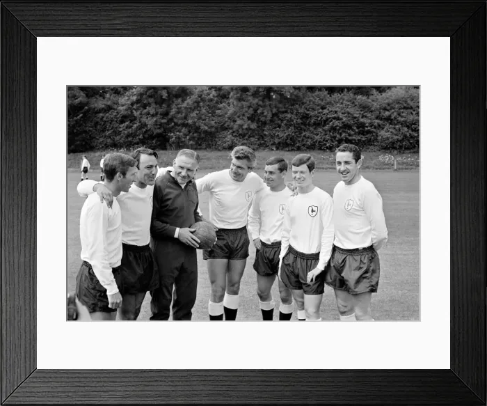 Framed Print : Tottenham Hotspur manager Bill Nicholson with some of his players inluding Jimmy Greaves Framed Print : Tottenham Hotspur manager Bill Nicholson with some of his players inluding Jimmy Greaves