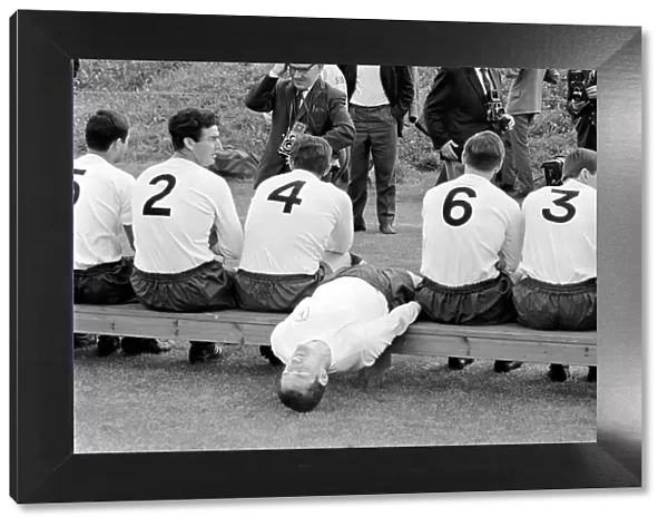 Tottenham Hotspur team having pictures taken by the press before a training session
