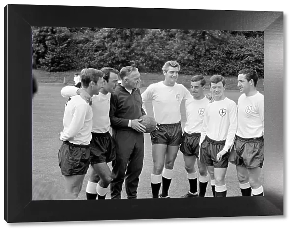 Tottenham Hotspur manager Bill Nicholson with some of his players inluding Jimmy Greaves