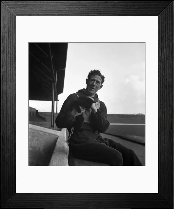 Framed Print : West Bromwich Albion F. C. Jack Vernon Caption with. Jopsy, Kitten mascot