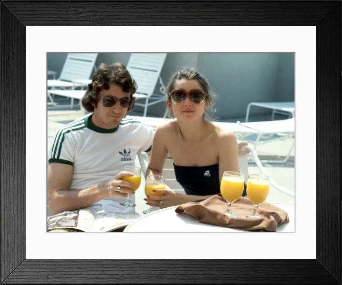 Framed Print : Trevor Francis with his partner enjoying a glass of orange juice in Detroit Framed Print : Trevor Francis with his partner enjoying a glass of orange juice in Detroit