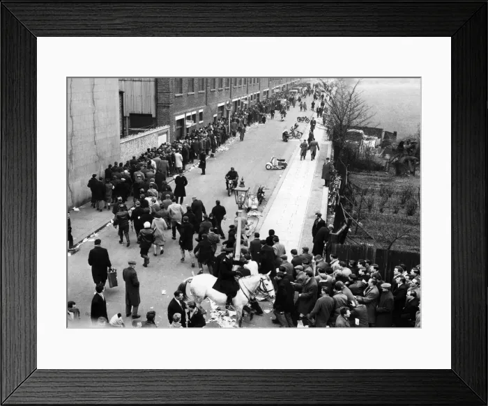 Framed Print : Thousands queue all night at Tottenham Hotspur football ground for tickets for the second