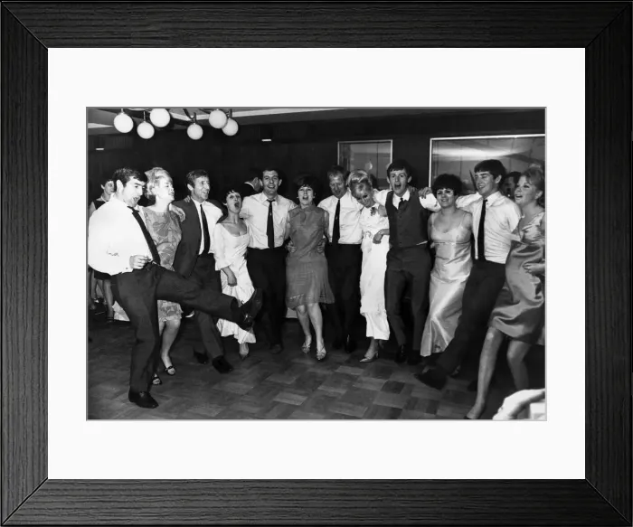 Framed Print : The Tottenham Hotspur team withtheir wives and girlfriends dancing together as they Framed Print : The Tottenham Hotspur team withtheir wives and girlfriends dancing together as they