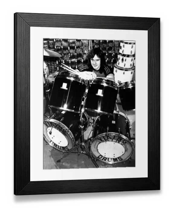 Framed Print : North East rock band Fist, drummer Harry Hill in Viking Drums of Jarrow 10 October 1980