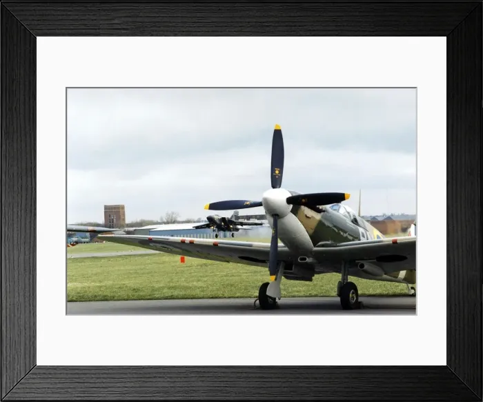 Framed Print : Aviation - Spitfire - A touch og the old and the new - A Tornado fighter plane lands with Framed Print : Aviation - Spitfire - A touch og the old and the new - A Tornado fighter plane lands with