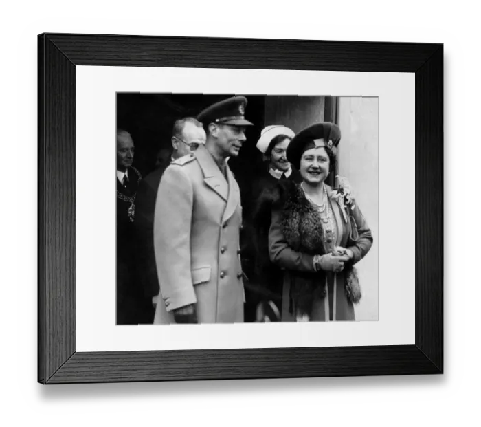 Framed Print : For two crowded hours the King and Queen visited Coventry this morning Framed Print : For two crowded hours the King and Queen visited Coventry this morning