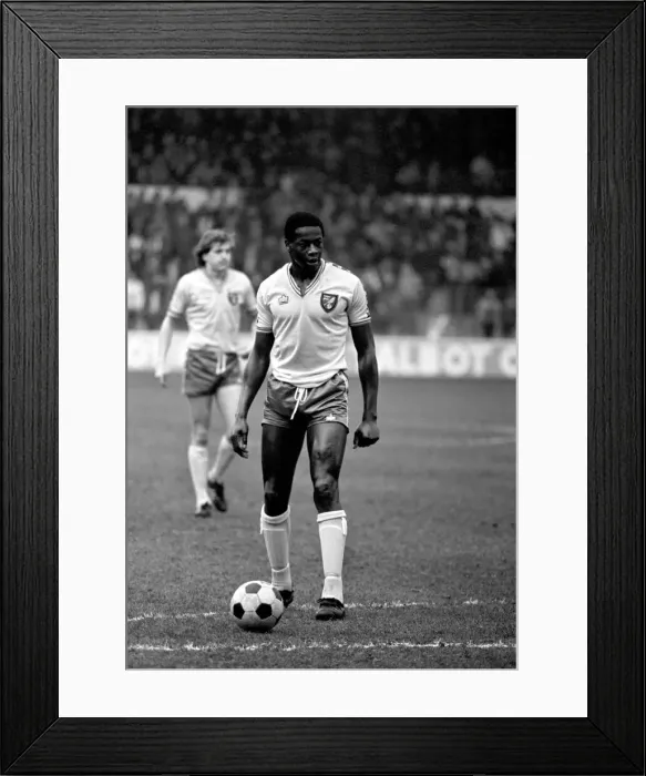 Framed Print : Leeds United 1 v. Norwich City 0. Division One Football. Justin Fashanu Framed Print : Leeds United 1 v. Norwich City 0. Division One Football. Justin Fashanu