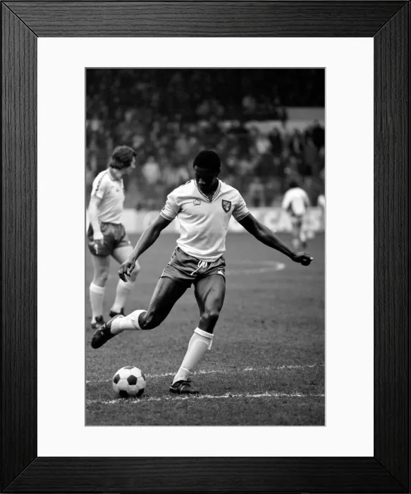 Framed Print : Leeds United 1 v. Norwich City 0. Division One Football. January 1981. Justin Fashanu Framed Print : Leeds United 1 v. Norwich City 0. Division One Football. January 1981. Justin Fashanu