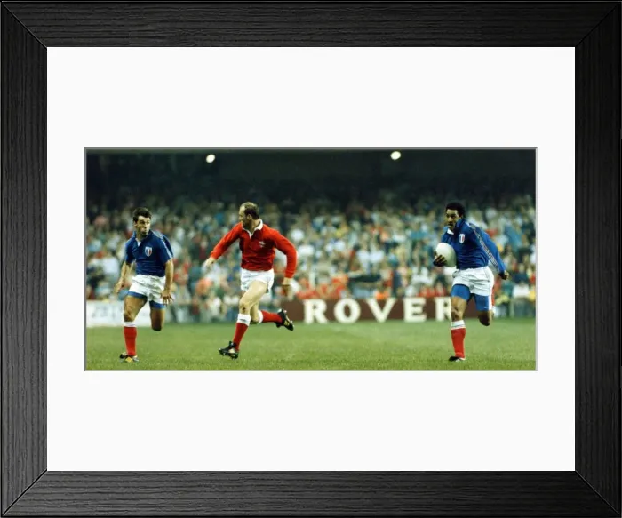 Framed Print : Serge Blanco, French international rugby player. in action gainst Wales Framed Print : Serge Blanco, French international rugby player. in action gainst Wales