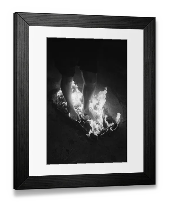 Framed Print : Fire walking feature. Frank Pepper walking through fire. 2nd January 1964 Framed Print : Fire walking feature. Frank Pepper walking through fire. 2nd January 1964