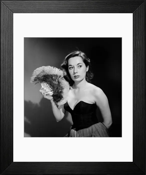 Framed Print : Model with fan in strapless dress. Model with fan in strapless dress. Circa 1964 Framed Print : Model with fan in strapless dress. Model with fan in strapless dress. Circa 1964