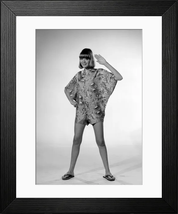 Framed Print : Reveille Beachwear Fashion Shoot Model Judy Weldon seen here in short cullotte Framed Print : Reveille Beachwear Fashion Shoot Model Judy Weldon seen here in short cullotte