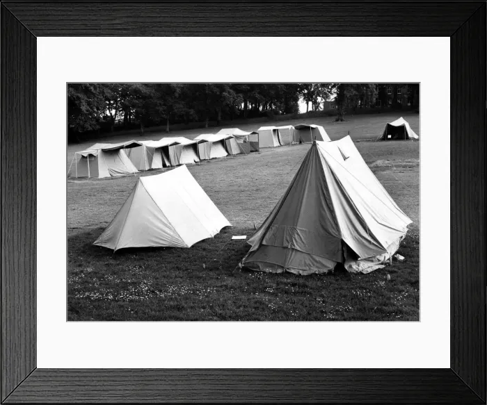 Framed Print : Campsite with various size tents. 31st July 1966 Framed Print : Campsite with various size tents. 31st July 1966