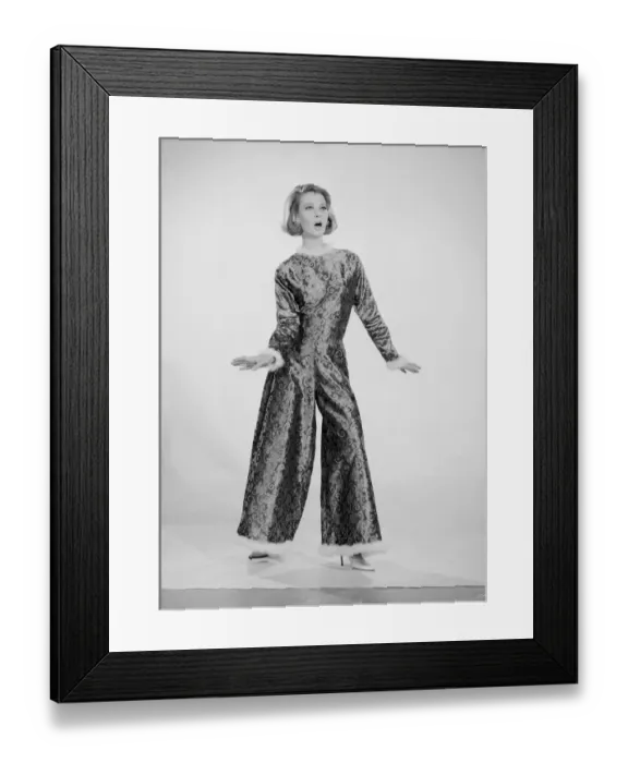 Framed Print : Reveille Model Dawn Chapman modelling Pyjama Suit. Circa May 1963 Framed Print : Reveille Model Dawn Chapman modelling Pyjama Suit. Circa May 1963
