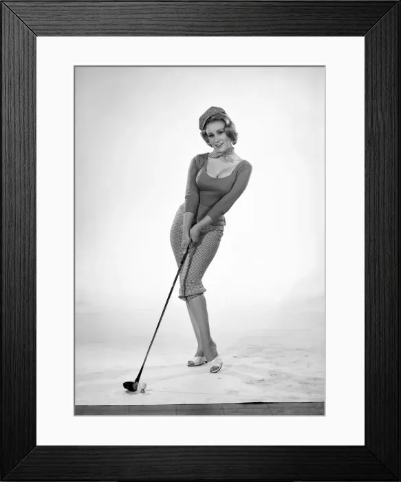 Framed Print : Woman golfer, model Rita Royce. 1960 E389-005