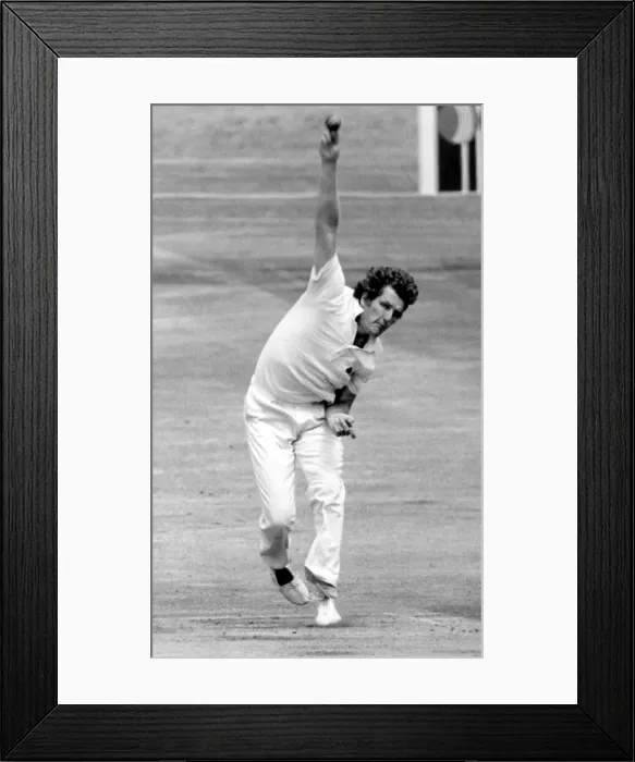 Framed Print : England v West Indies. England Bowler Bob Willis in action in the 1st innings