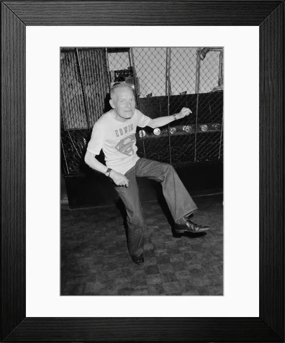 Framed Print : Dancing grandad Edwon Rolestone shows off some of his moves. 6th May 1979