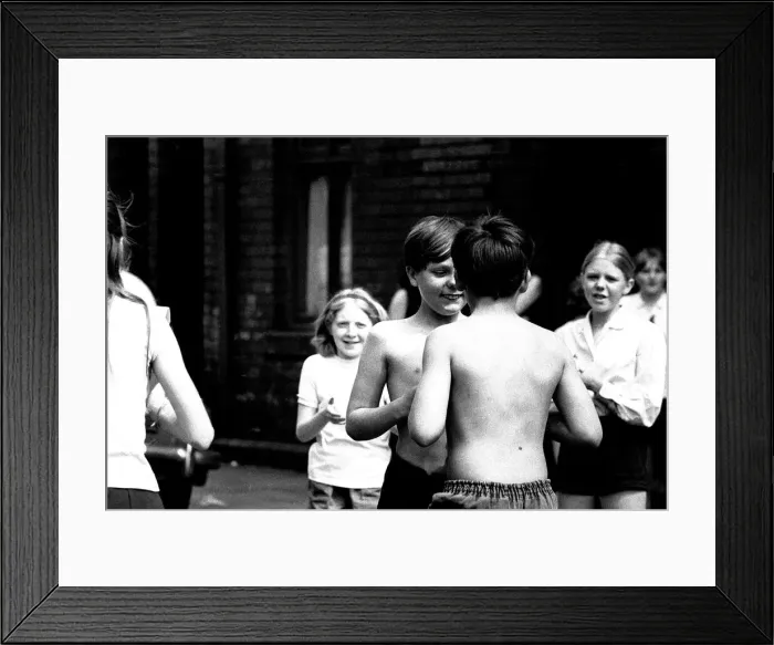 Framed Print : School children take part in a play in the streets of Wallsend Framed Print : School children take part in a play in the streets of Wallsend