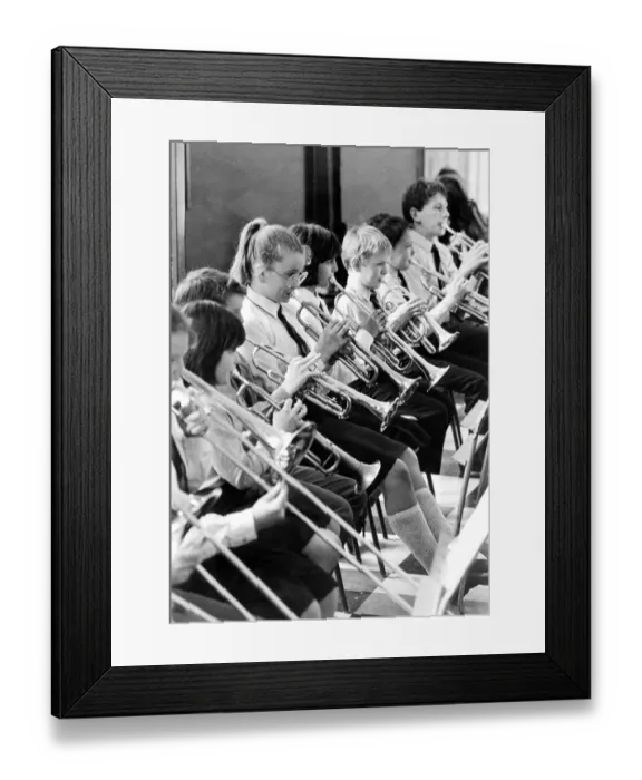 Framed Print : Children from Gosforth Central Middle School learning to play instruments on May 4, 1989 Framed Print : Children from Gosforth Central Middle School learning to play instruments on May 4, 1989