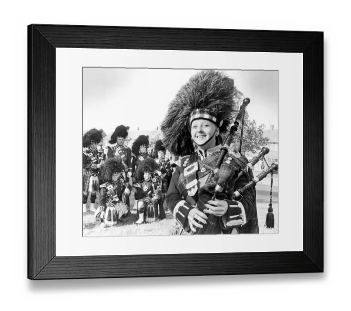 Framed Print : Debbie White, 20, the only girl member of the South Tyneside Pipe Band in June 1986