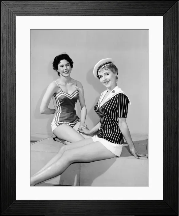 Framed Print : Woman modelling beachwear c. 1960 Framed Print : Woman modelling beachwear c. 1960