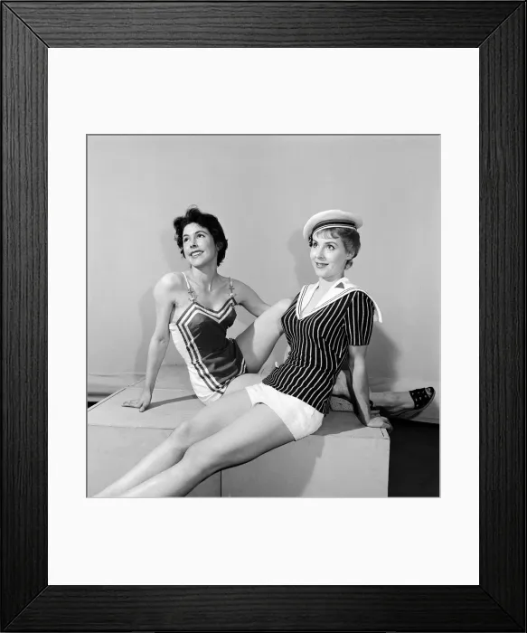 Framed Print : Woman modelling beachwear c. 1960 Framed Print : Woman modelling beachwear c. 1960