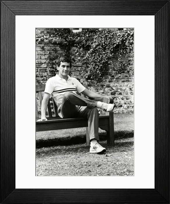 Framed Print : Racing driver Ayrton Senna at the Lotus Racing H. Q, Norfolk. 4th July 1985 Framed Print : Racing driver Ayrton Senna at the Lotus Racing H. Q, Norfolk. 4th July 1985