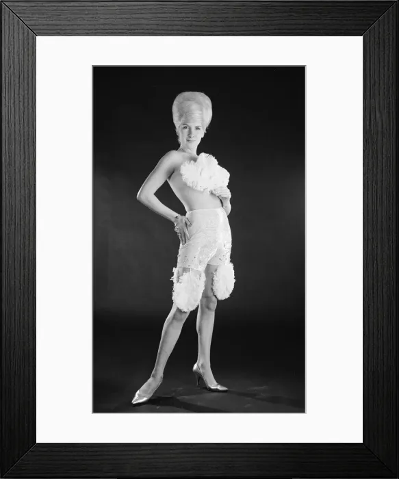 Framed Print : Woman in strange lingerie doing unusul poses Framed Print : Woman in strange lingerie doing unusul poses