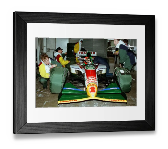 Framed Print : Racing at Silverstone. 3rd March 1993. Johnny Herbert in his Lotus Framed Print : Racing at Silverstone. 3rd March 1993. Johnny Herbert in his Lotus