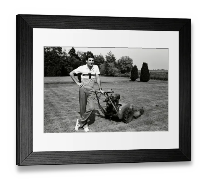 Framed Print : Racing driver Ayrton Senna at the Lotus Racing H. Q, Norfolk. 4th July 1985