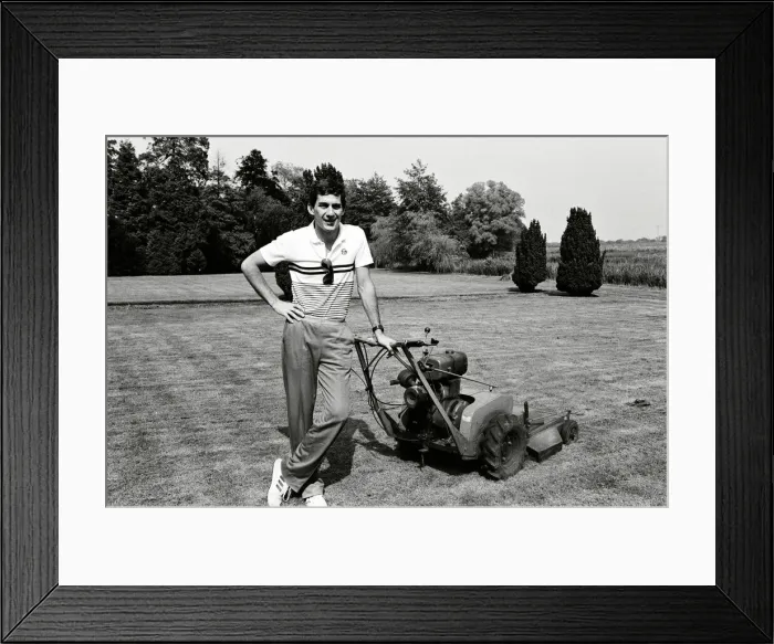 Framed Print : Racing driver Ayrton Senna at the Lotus Racing H. Q, Norfolk. 4th July 1985 Framed Print : Racing driver Ayrton Senna at the Lotus Racing H. Q, Norfolk. 4th July 1985