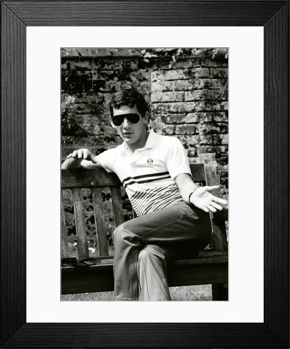 Framed Print : Racing driver Ayrton Senna at the Lotus Racing H. Q, Norfolk. 4th July 1985 Framed Print : Racing driver Ayrton Senna at the Lotus Racing H. Q, Norfolk. 4th July 1985