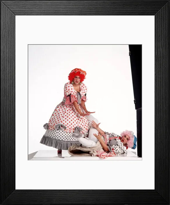 Framed Print : Vinnie Jones and Neil Ruddock act as the ugly sisters from Cinderella msi A©Mirrorpix