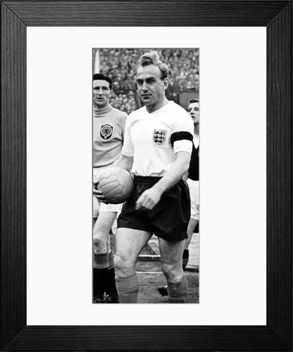 Framed Print : Billy Wright England captain leads out England for the British Home Championship