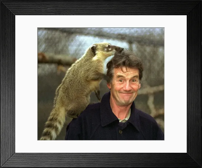 Framed Print : Michael Palin, star of film Fierce Creatures, at Regents Zoo, February 1997 Framed Print : Michael Palin, star of film Fierce Creatures, at Regents Zoo, February 1997