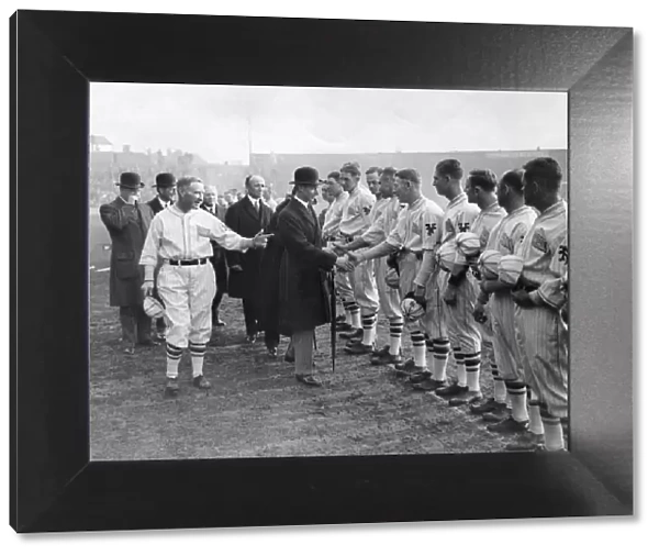 Prince Albert, The Duke of York, meeting at the New York Giants baseball team before