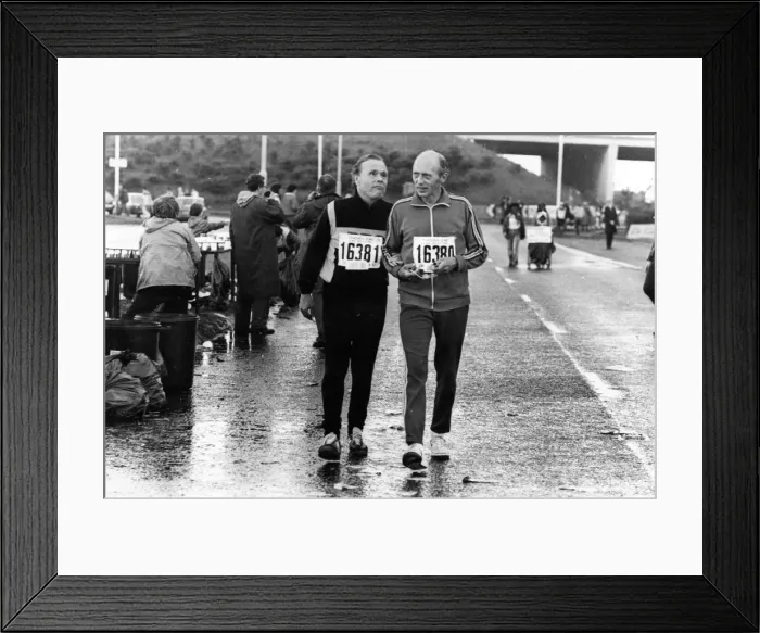 Framed Print : The Great North Run 27 June 1982 - Blind competitor Erling Stordahl helped by Auden Framed Print : The Great North Run 27 June 1982 - Blind competitor Erling Stordahl helped by Auden