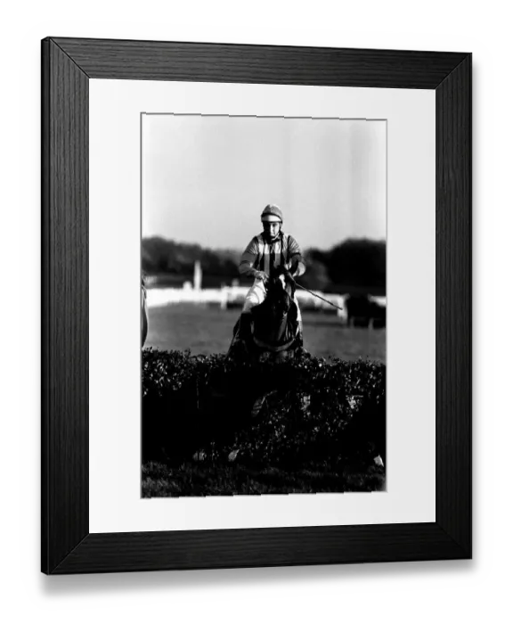 Framed Print : Jockey Geoff Harker rode Green Archer in the Comedy Of Errors Novice s Framed Print : Jockey Geoff Harker rode Green Archer in the Comedy Of Errors Novice s