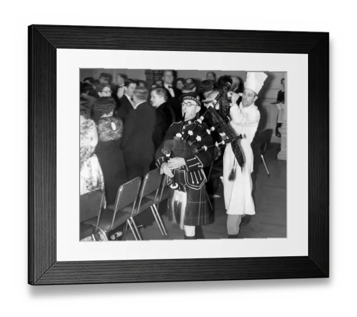 Framed Print : Pipe Major J. C. Mason piping in the haggis for the Newcastle Framed Print : Pipe Major J. C. Mason piping in the haggis for the Newcastle