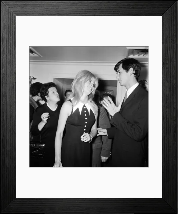 Framed Print : Brigitte Bardot (30) & Antony Perkins (31) pictured during photocall press conference Framed Print : Brigitte Bardot (30) & Antony Perkins (31) pictured during photocall press conference