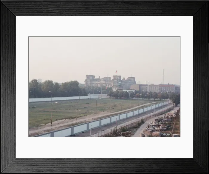 Framed Print : View of West Berlin across wall from East Berlin, showing The Brandenburg Gate & Framed Print : View of West Berlin across wall from East Berlin, showing The Brandenburg Gate &