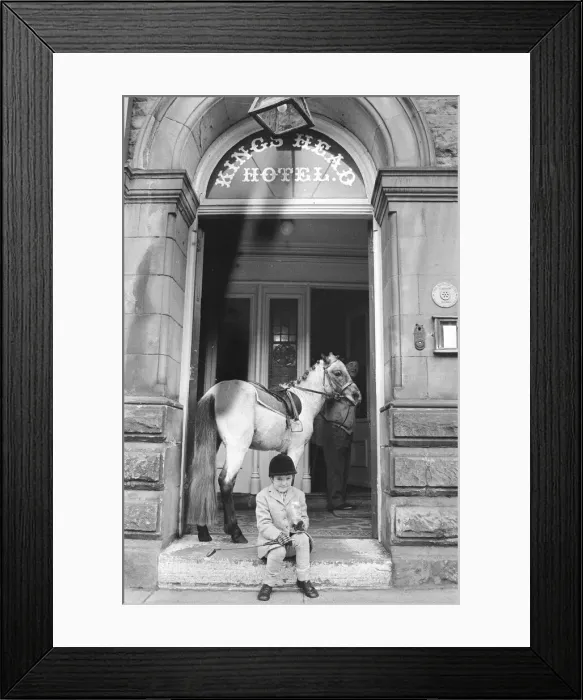 Framed Print : Whisky the pony at his local pub, The Kings Head Hotel Bar in Barnard Castle County