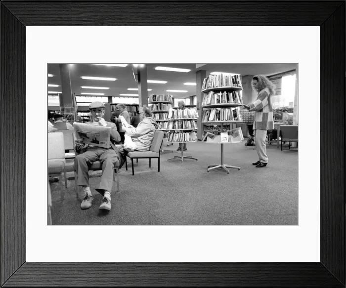 Framed Print : A typical scene from a North East Library in October 1993